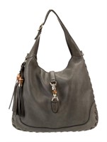 Gucci New Jackie Grey Leather Large Hobo