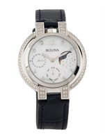 Bulova Rubaiyat .38ct Diamond Mop Leather Watch