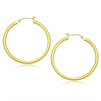14K Gold Polished Hoop Earrings 40mm