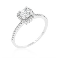 Princess Cut 1.12ct White Topaz Halo Ring