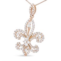 14k Rgold .95ct Diamond Fleur De Lis Necklace