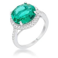 Round 7.30ct Emerald & White Sapphire Ring