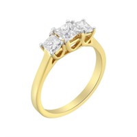 10k Gold Princess-cut 1.08ct Diamond 3-stone Ring