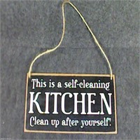 Self Cleaning Kitchen Wood Sign 4"x8"