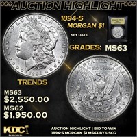 ***Auction Highlight*** 1894-s Morgan Dollar $1 Gr