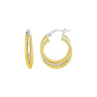 14k Two-tone Gold Interlocking Hoop Earrings