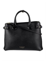 Burberry Leather Canvas Trim Banner Tote