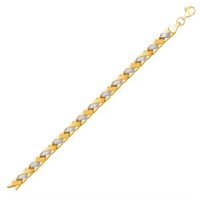 14k Two-tone Gold Finish Fancy Weave Bracelet