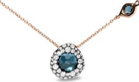 18k Rgold 2.26ct Blue Topaz & Diamond Necklace