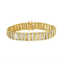 10k Gold-pl. 5.00ct Diamond S-shaped Link Bracelet