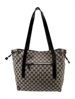 Gucci Vintage Gg Canvas Leather Trim Tote