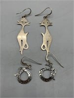 925 snake and cat earrings