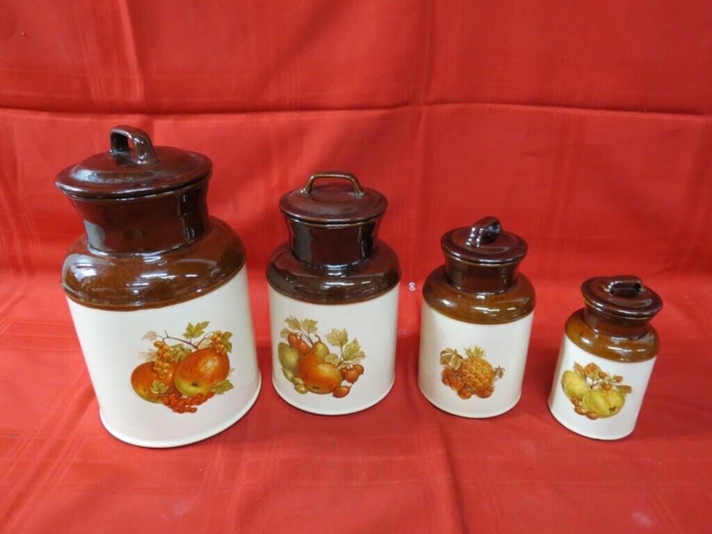 McCoy apple pottery canister set.
