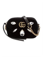 Gucci Velvet Gg Marmont Mini Crossbody Bag