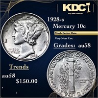 1928-s Mercury Dime 10c Grades Choice AU/BU Slider