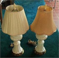 Pair of Vintage Milk Glass Lamps w/Brass Fitting