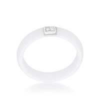 Glamorous .02ct White Sapphire Ceramic Ring