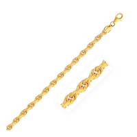 10k Gold Solid Diamond Cut Rope Bracelet 3.5mm