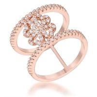 Gold-pl. .40ct White Sapphire Clover Wrap Ring