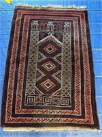 Hand Knotted Persian Balouch Rug 4x3.2 ft