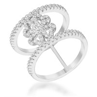 Charming .40ct White Sapphire Clover Wrap Ring