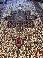 Hand Knotted Persian Heriz Rug 9.6x18.10 ft