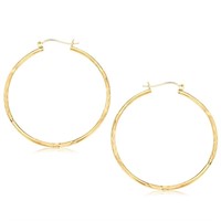 14k Gold Diamond Cut Extra Large Hoop Earrings