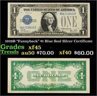 1928B $1 Blue Seal Silver Certificate Grades xf+