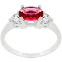 Oval 1.00ct Ruby & White Sapphire 3-stone Ring