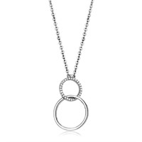 Pretty .08ct White Sapphire Double Hoop Necklace