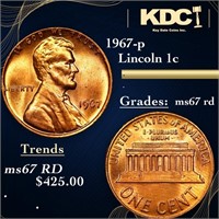 1967-p Lincoln Cent 1c Grades GEM++ Unc RD
