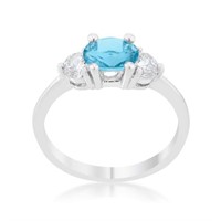Elegant 1.20ct Blue & White Topaz 3-stone Ring