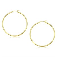 10k Gold Polished Hoop Earrings 45mm