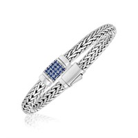 Round Blue Sapphire Embellished Weave Bracelet