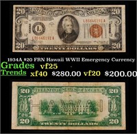 1934A $20 FRN Hawaii WWII Emergency Currency Grade