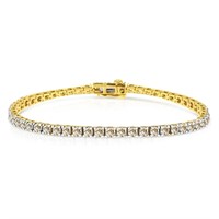 14k Gold-pl 5.00ct Diamond Classic Tennis Bracelet