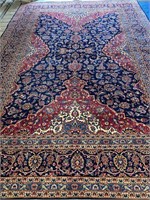 Hand Knotted Persian Kashan Rug 12.6x9.6 ft