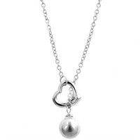 8mm Shell Pearl And Heart Drop Necklace