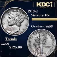 1918-d Mercury Dime 10c Grades Choice AU/BU Slider