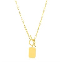 14k Gold Rectangle Bar Front Toggle Clasp Necklace