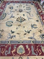 Hand Knotted Oushak Rug 10x14 ft