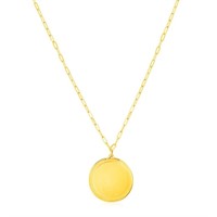 14k Gold Round Tag Necklace