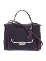 Coach 1941 Flap Purple Leather Top Handle Bag