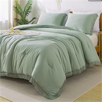 Sage Green Tassel Comforter Set King