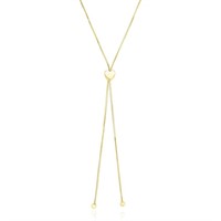 14k Gold Adjustable Heart Style Lariat Necklace