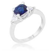 Cushion 1.80ct Blue & White Sapphire 3-stone Ring