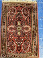 Hand Knotted Persian Sarouk Rug 3.3x2 ft