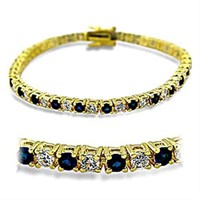 14k Gold-pl. 5.40ct Blue & White Sapphire Bracelet