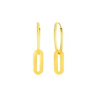 14k Gold Paperclip Link Drops Huggie Hoop Earrings
