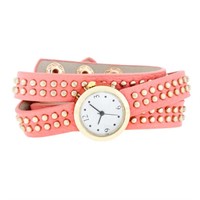 Elegant Pink Mini Studded Wrap Watch